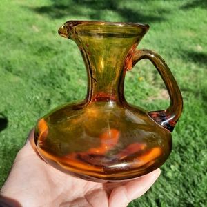 Vtg rainbow glass amber pitcher Hancock